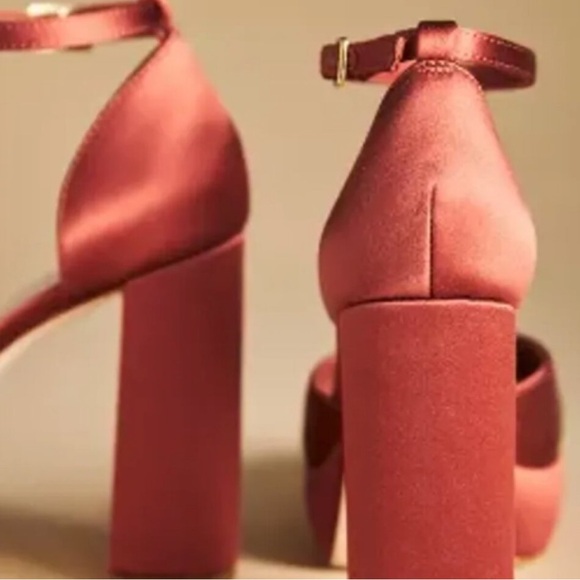 Loeffler Randall Selina satin closed toe ankle strap platforms "rust" - Picture 3 of 15